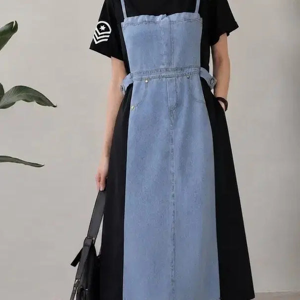 [BUNJANG] Spante Denim Layered Dress / 스판티 데님 레이어드원피스
