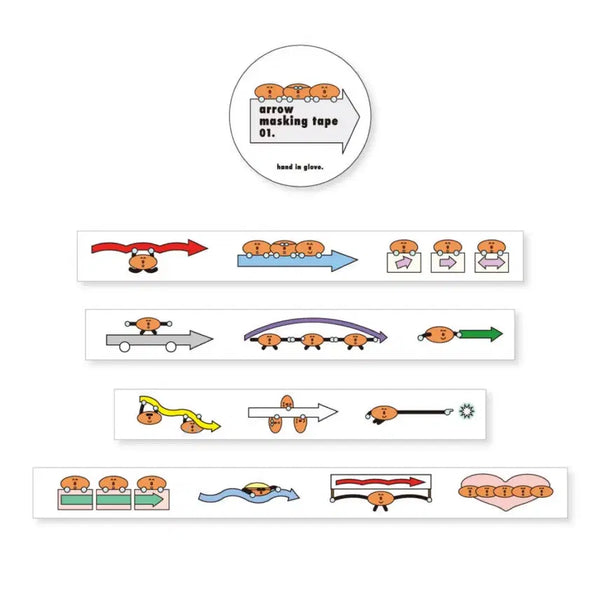 [BUNJANG] Hand-in-Glove Date/Arrow Masking Tape Set (2 Types) / 2종 핸드인글러브 날짜 / 화살표 마스킹테이프