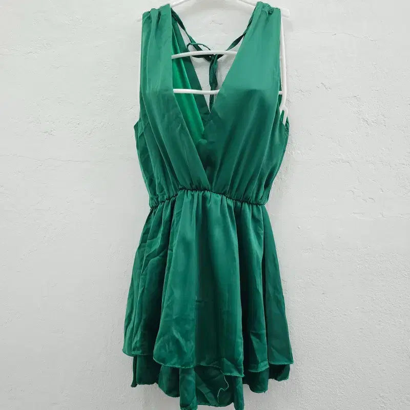 [BUNJANG] Vintage Green Silk Fit Strap Dress / 원피스 여 44/55 J6315