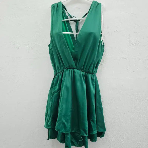 [BUNJANG] Vintage Green Silk Fit Strap Dress / 원피스 여 44/55 J6315