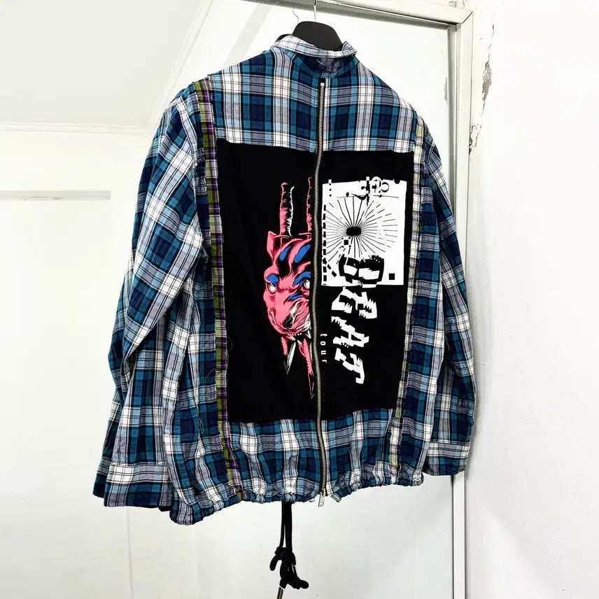 [BUNJANG] Diesel Patchwork Back Zipper Check Shirt Jacket / 디젤 패치워크 백지퍼 체크 셔츠 자켓