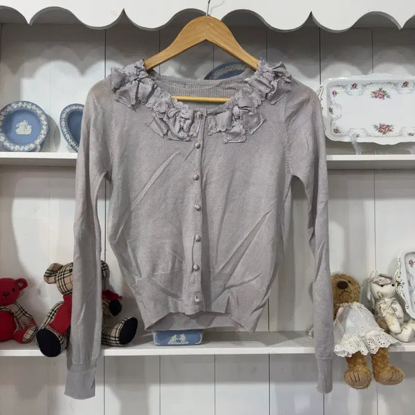 [BUNJANG] Ribbon Lace Knit Cardigan / 리본 레이스 니트 가디건