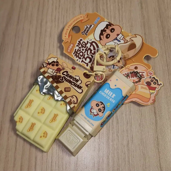 [BUNJANG] Crayon Shin-chan Chocochips Clicker Keychain Set (2 Types) / 크레용신짱 짱구 초콜릿 딸깍이 똑딱이 밀크 초콜렛 키캡 키링 클리커 꺾캡 2종 일괄 세트