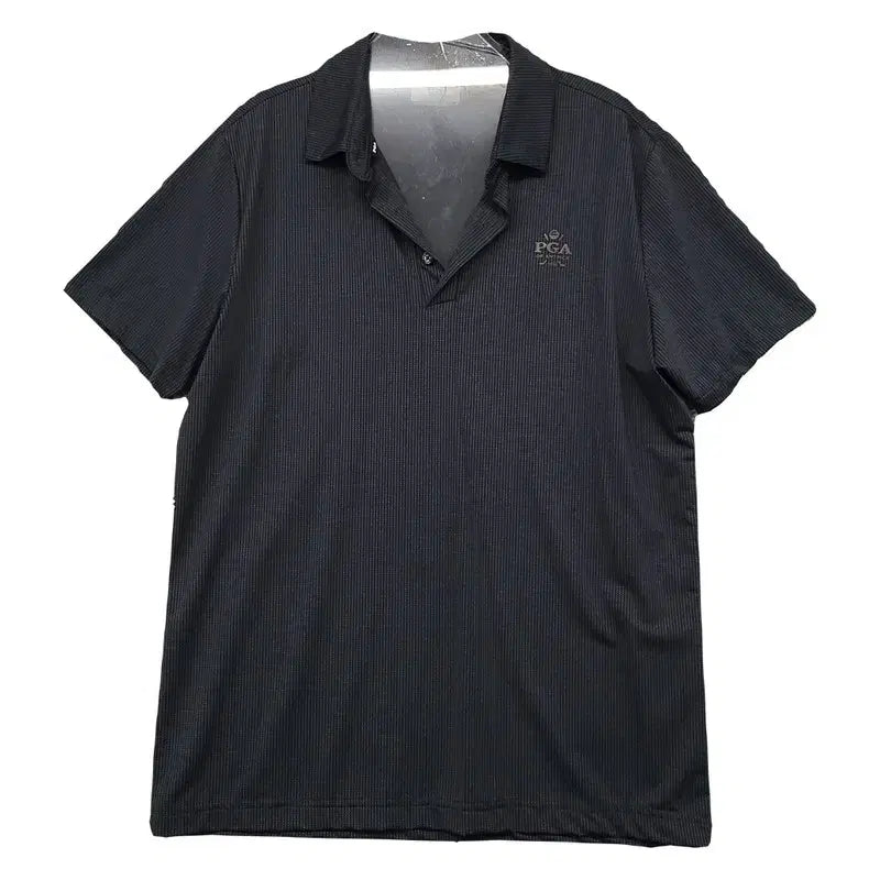 [BUNJANG] PGA Golf Striped Black Short Sleeve Polo Shirt / PGA 골프 스트라이프 블랙 반팔 카라티 95