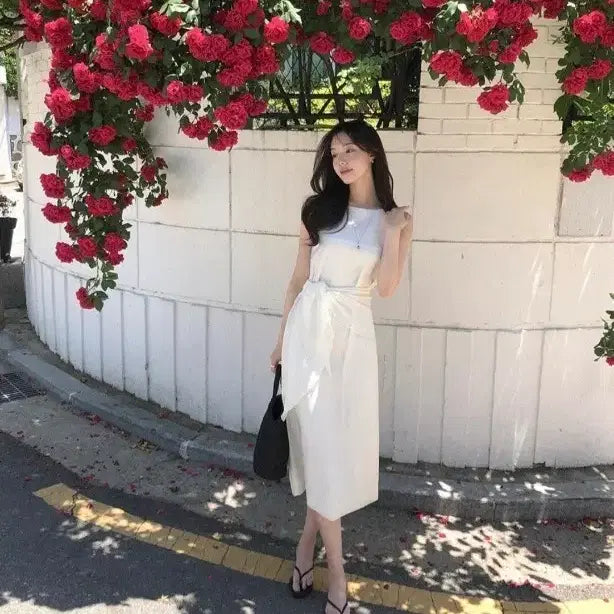 [BUNJANG] Renne Boatneck Wrap Dress / 렌느 보트넥 랩 원피스