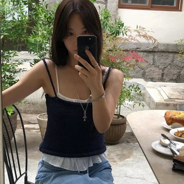 [BUNJANG] Statement Knit Sleeveless Top / 스테이트먼트 니트나시
