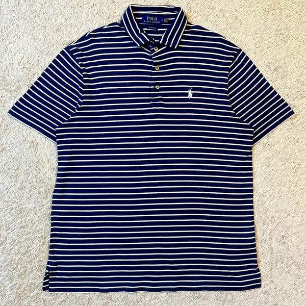 [BUNJANG] Polo Ralph Lauren Classic Fit White Pony Stripe Short Sleeve Polo Shirt / [M] 폴로 랄프로렌 신형 클래식핏 화이트포니 스트라이프 반팔 카라티