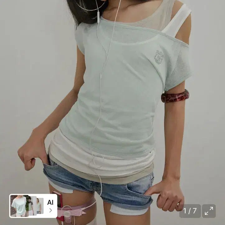 [BUNJANG] Sculptor Lazy Sleeveless Layered Tee Mint S / 스컬프터 lazy sleeveless layered tee mint S