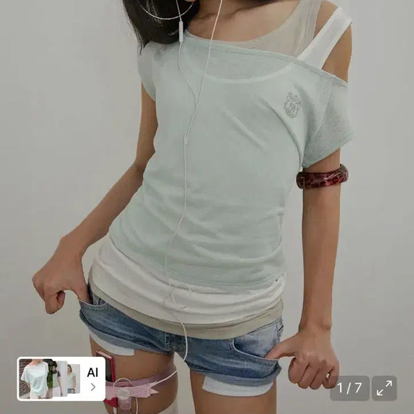 [BUNJANG] Sculptor Lazy Sleeveless Layered Tee Mint S / 스컬프터 lazy sleeveless layered tee mint S