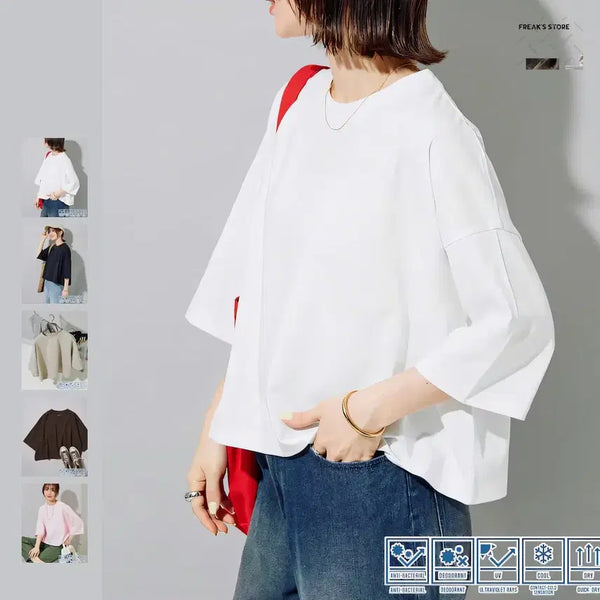 [BUNJANG] Freestore Storatech Cooling Quick-Dry UV Cut Crop Wide T-Shirt / 프릭스토어 스토라텍 쿨링 속건 UV차단 크롭 와이드 티셔츠