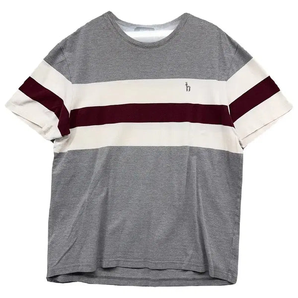 [BUNJANG] HAZZYS Striped Gray Short Sleeve T-Shirt (Size 105) / 해지스 스트라이프 그레이 반팔티 105