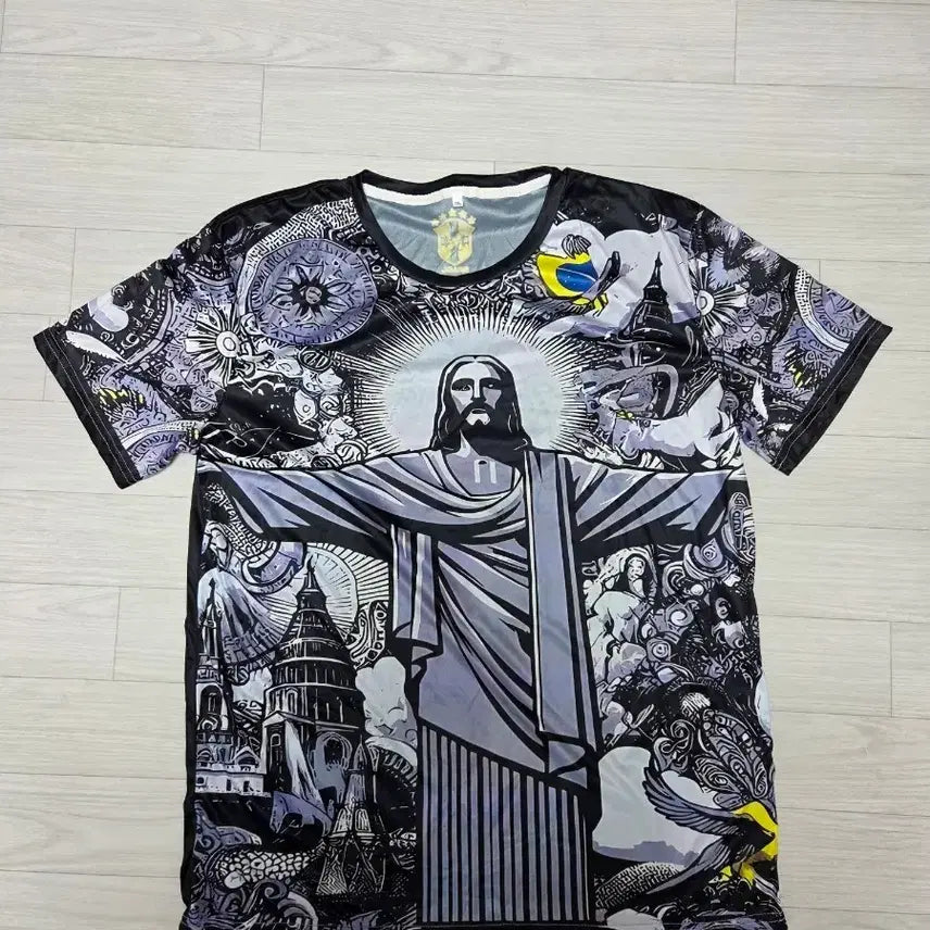 [BUNJANG] Unique Graphic Soccer Training T-Shirt / 풋살 축구 운동 티셔츠 (예수, 성모마리아)