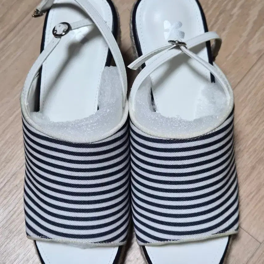 [BUNJANG] Kang Jmae Belle Cork Wedge Espadrilles - Marine Stripe, 10cm / 강자매 벨르 코르크웨지 마린스트라이프 10cm