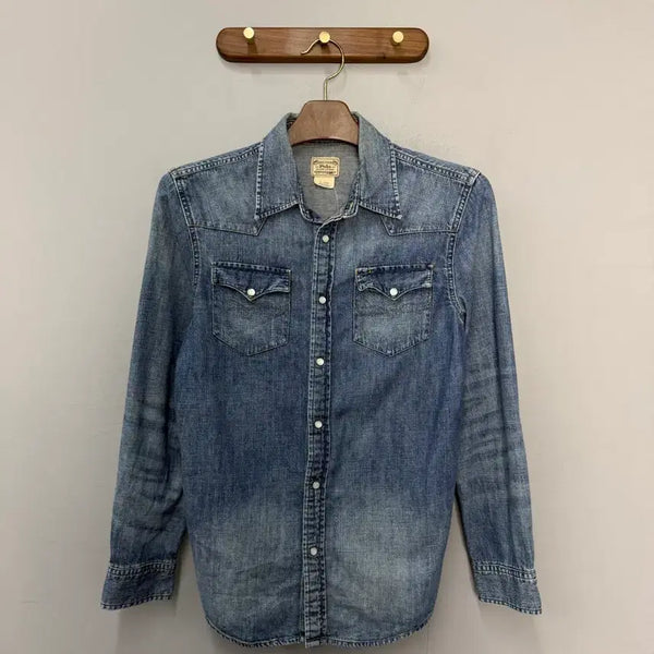 [BUNJANG] Polo Ralph Lauren Vintage Washed Western Denim Shirt / 폴로 랄프로렌 빈티지 워싱 웨스턴 데님 셔츠 H3175