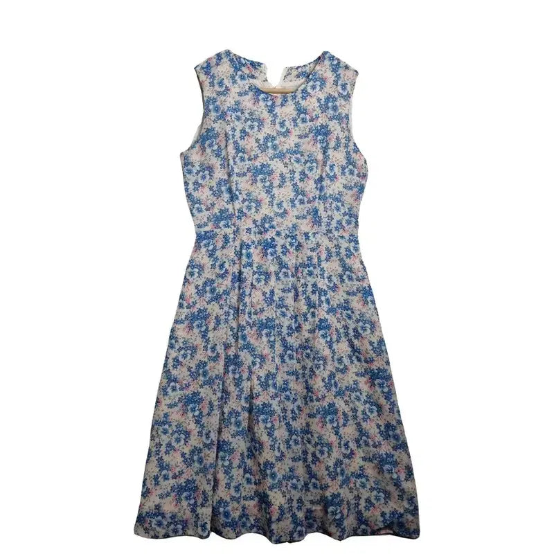 [BUNJANG] Vintage Blue Floral Sleeveless Dress XS / JPN 빈티지 블루 플라우 패턴 민소매 원피스 [XS] 여름 나시 원피스