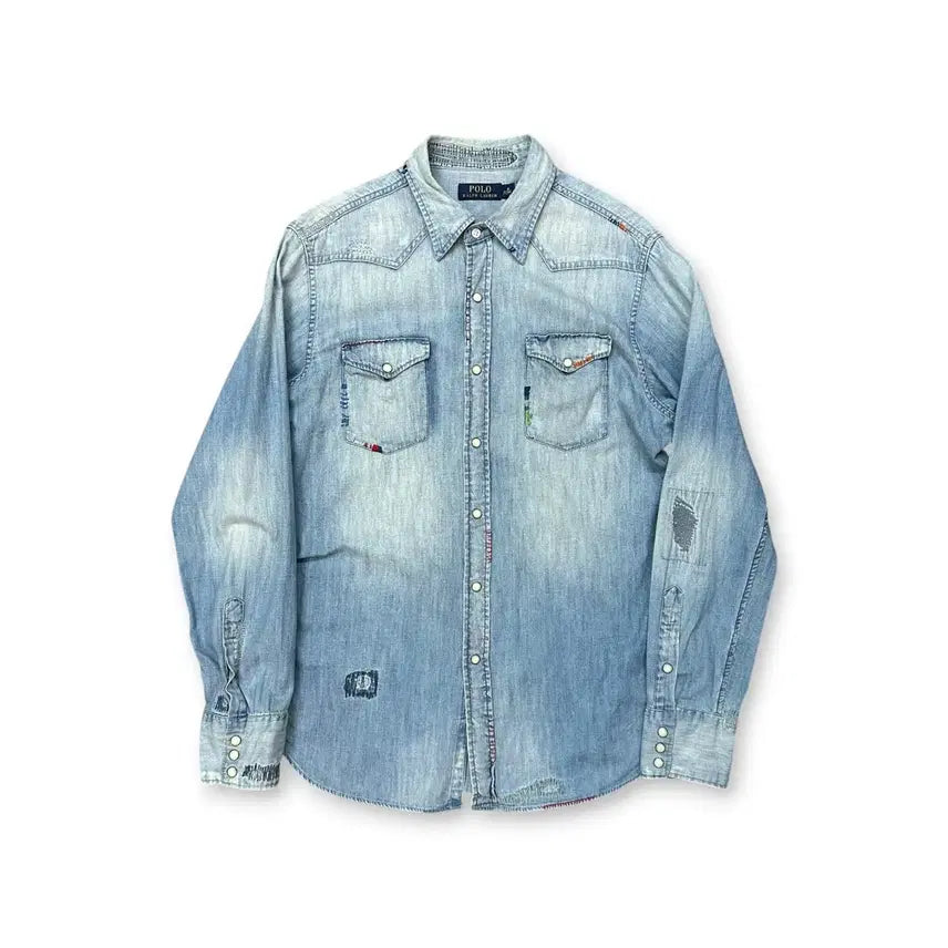 [BUNJANG] Polo Ralph Lauren Embroidered Western Denim Shirt / 폴로랄프로렌 엠브로이드 웨스턴 데님 셔츠
