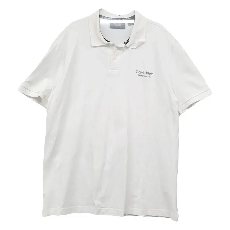 [BUNJANG] Calvin Klein White Logo Short Sleeve Polo Shirt 2XLTG / 캘빈클라인 화이트 로고 반팔 카라티 2XLTG