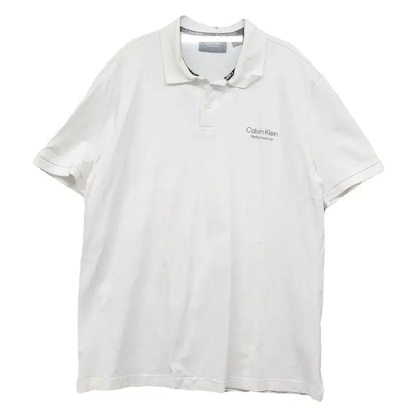 [BUNJANG] Calvin Klein White Logo Short Sleeve Polo Shirt 2XLTG / 캘빈클라인 화이트 로고 반팔 카라티 2XLTG