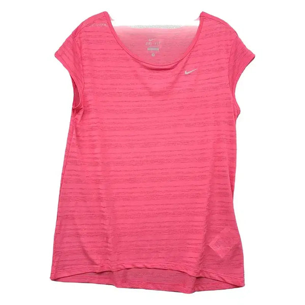 [BUNJANG] Nike Striped Pink Short Sleeve T-Shirt - Size S / 나이키 스트라이프 핑크 트레이닝 숏 반팔티 S