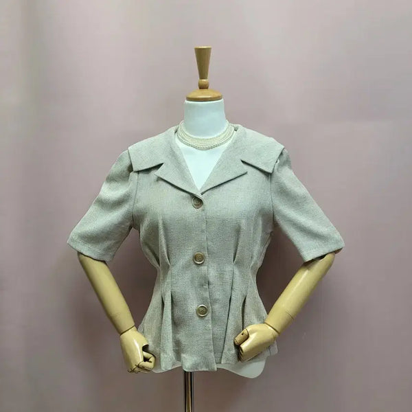 [BUNJANG] Double Coco J Sailor Collar Puff Sleeve Jacket Blouse / 더블코코제이 세일러카라 퍼프 자켓형 블라우스