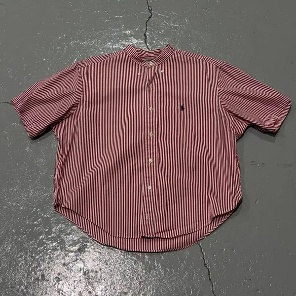 [BUNJANG] Polo Ralph Lauren Striped Mandarin Collar Shirt / 폴로 랄프로렌(PoloRalphLauren) 스트라이프 차이나카라 셔츠