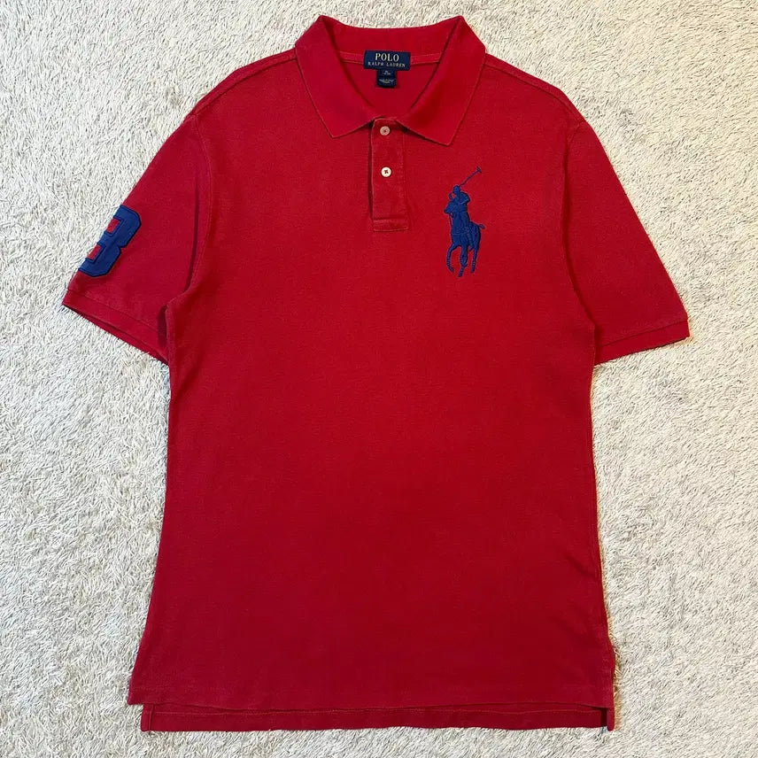 [BUNJANG] Polo Ralph Lauren New Big Pony Logo Short Sleeve Polo Shirt Red Women's XL / [여성 XL] 폴로 랄프로렌 신형 빅포니 로고 반팔 카라티 레드