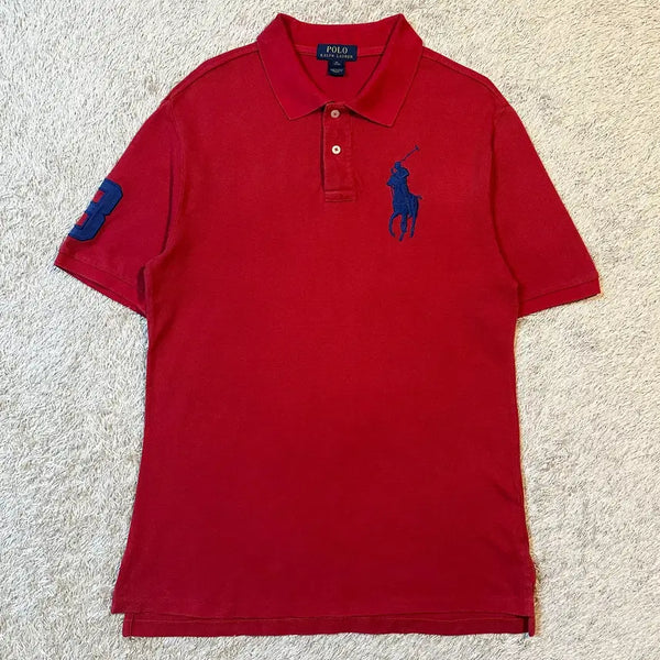 [BUNJANG] Polo Ralph Lauren New Big Pony Logo Short Sleeve Polo Shirt Red Women's XL / [여성 XL] 폴로 랄프로렌 신형 빅포니 로고 반팔 카라티 레드