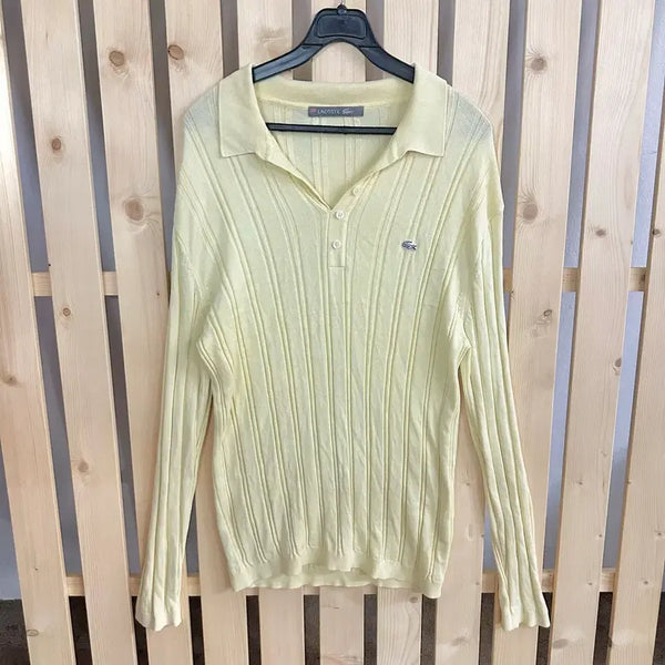 [BUNJANG] Lacoste Long Sleeve Collar Knit Lemon Yellow / (L) 라코스테 긴팔 카라 니트 레몬 옐로우