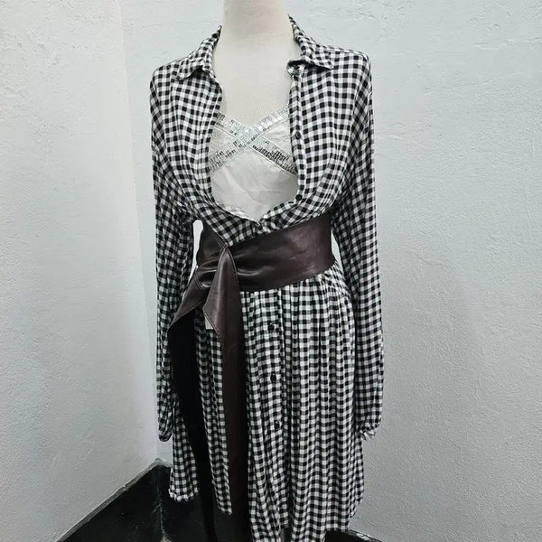 [BUNJANG] Rubino Italy Black Check Shirt Dress / RUBINO ITALY 원피스 여 66/77 J6317