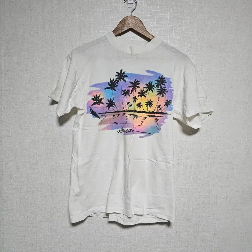 [BUNJANG] Vintage 80s-90s USA Made Hawaii Print Short Sleeve Shirt (Size 98-100) / 80~90s 언노운 하와이반팔티98~100사이즈(Made in USA)