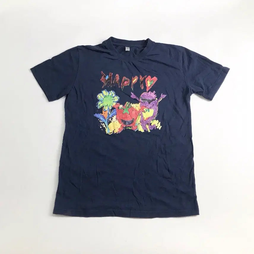 [BUNJANG] Happy Character Printing Short Sleeve T-Shirt / 해피 캐릭터 프린팅 반팔