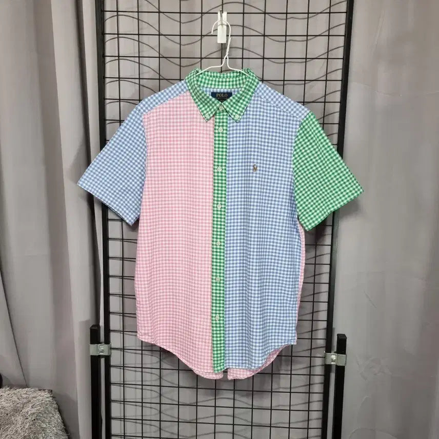 [BUNJANG] Polo Ralph Lauren Gingham Oxford Short Sleeve Shirt / 폴로 랄프로렌 체크 반팔 셔츠 깅엄 옥스포드 숏 슬리브 펀 남방