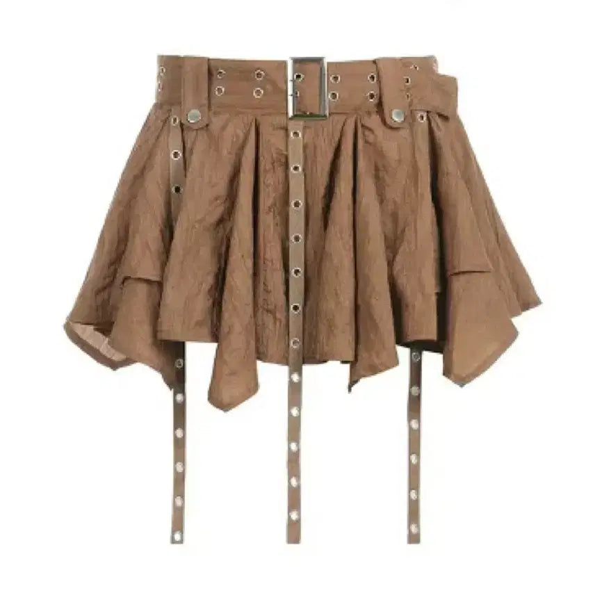 [BUNJANG] Bohemian Belt Ring Decorated Flare Mini Skirt / 보헤미안 벨트 링 장식 플레어 스커트