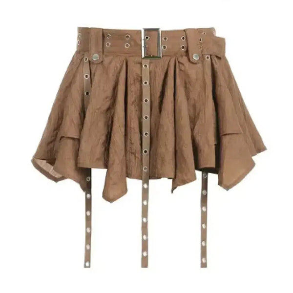 [BUNJANG] Bohemian Belt Ring Decorated Flare Mini Skirt / 보헤미안 벨트 링 장식 플레어 스커트