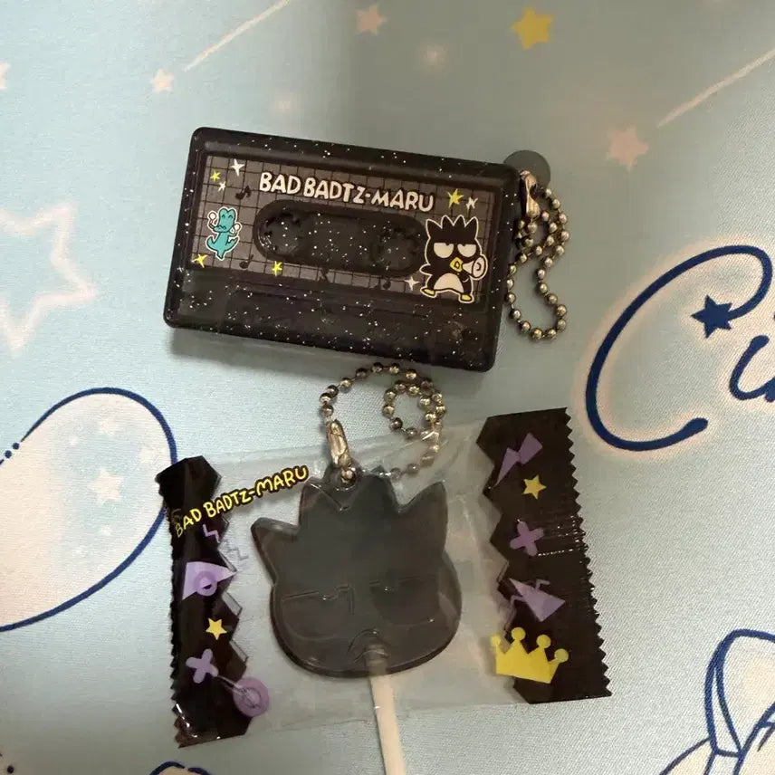 [BUNJANG] Badtz-Maru Cassette Tape Keychain & Candy Keychain Set / 배드바츠마루 카세트 테이프 키링 +  사탕 키링