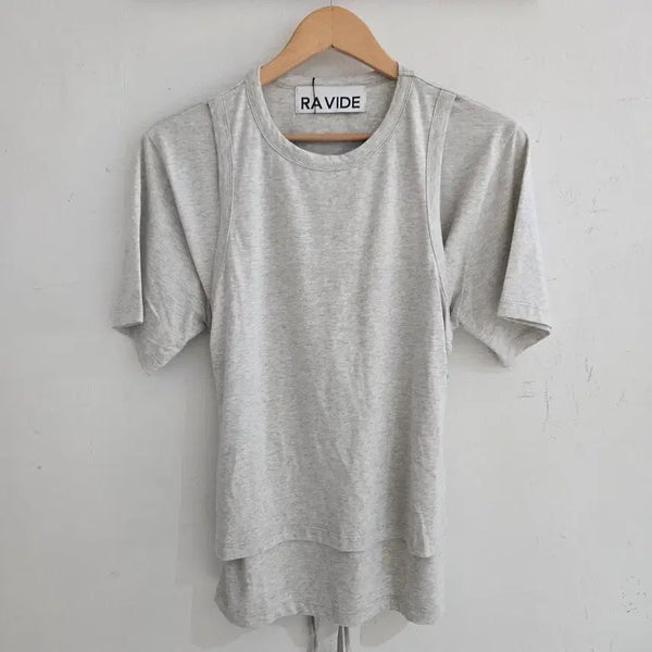 [BUNJANG] Ra Vide Short Sleeve T-Shirt Light Grey Cotton 100% / 라비드 반팔 티셔츠