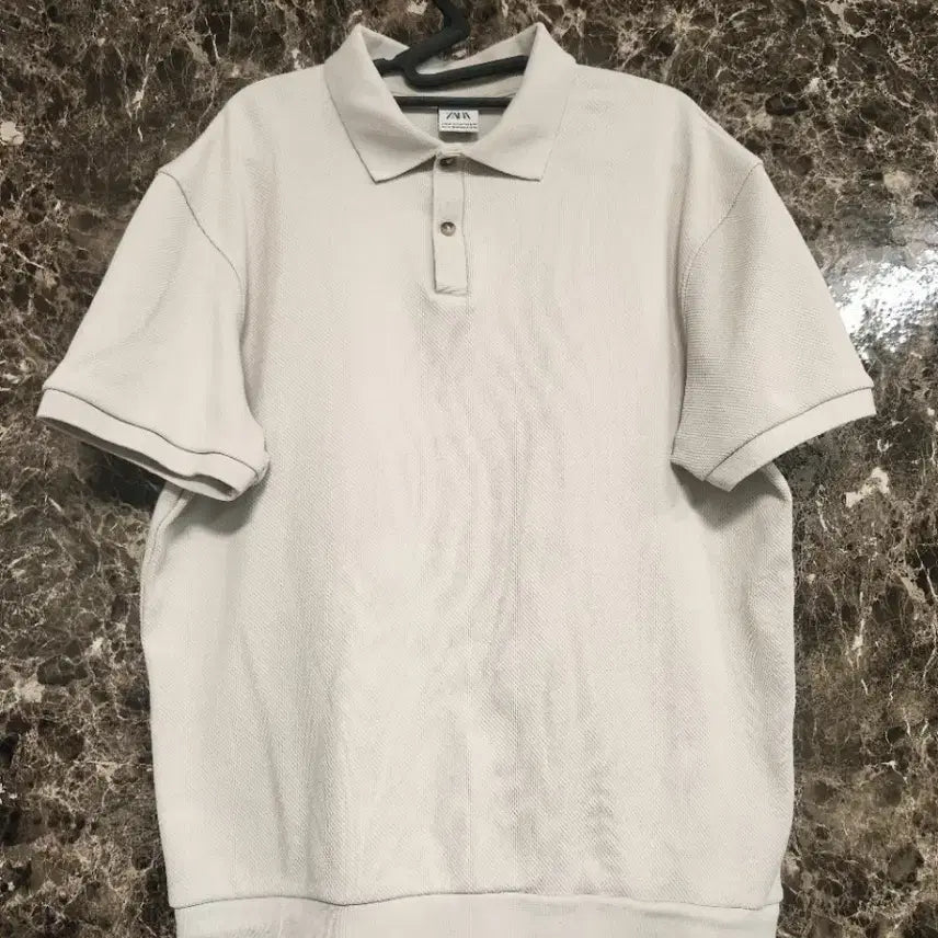 [BUNJANG] Zara Short Sleeve Polo Shirt Beige / 자라 반팔 카라티 베이지