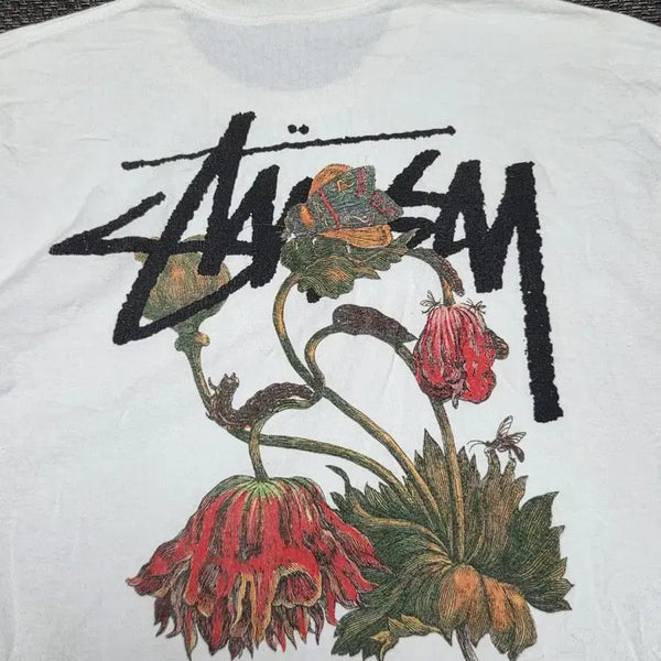 [BUNJANG] Stussy White Flower Graphic T-Shirt XL / 스투시 반팔티 화이트 플라워 그래픽