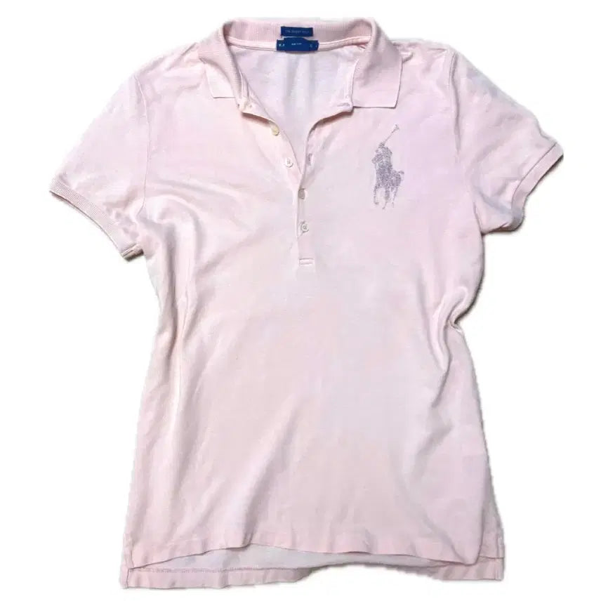 [BUNJANG] Polo Ralph Lauren Big Pony Pink Cubic Short Sleeve Polo Shirt / 폴로 랄프로렌 빅포니 연핑크 큐빅 반팔 카라티