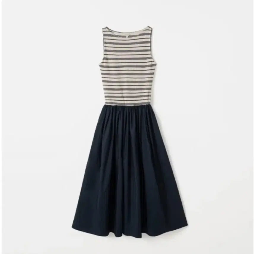[BUNJANG] ForYouOn Tia Shirring Maxi Dress Navy Stripe Size S / 포유온 티아 셔링 맥시 드레스 네이비 스트라이프 S
