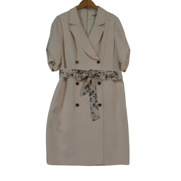 [BUNJANG] MINIMUM Double-Button Belted Dress Beige / MINIMUM 미니멈 더블버튼 벨트 원피스 77 베이지 하객룩
