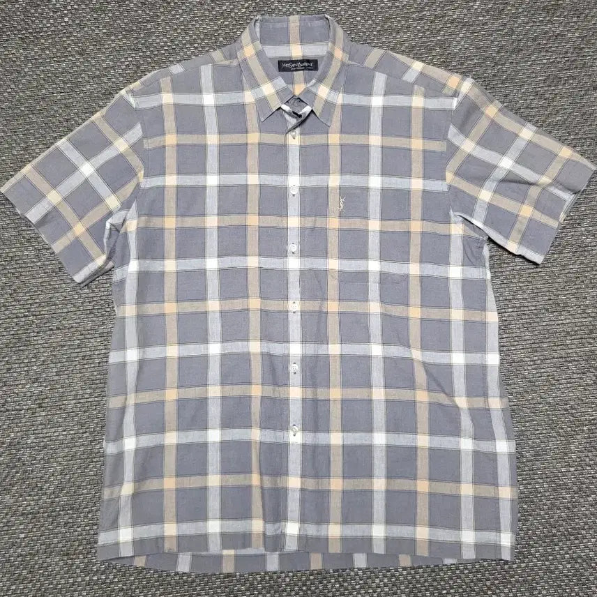 [BUNJANG] Saint Laurent Old School Check Short Sleeve Shirt / 입생로랑 올드스쿨 체크 반팔 셔츠