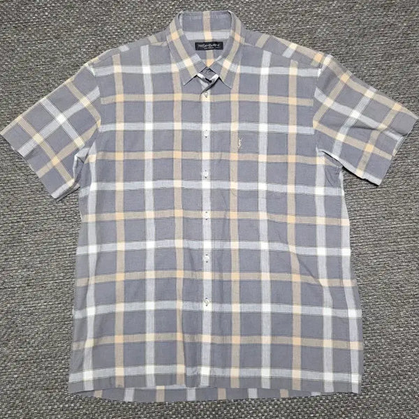 [BUNJANG] Saint Laurent Old School Check Short Sleeve Shirt / 입생로랑 올드스쿨 체크 반팔 셔츠