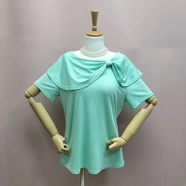 [BUNJANG] Mint Ribbon Big Collar Short Sleeve T-Shirt XL / 민트 리본 빅카라 반팔 티셔츠