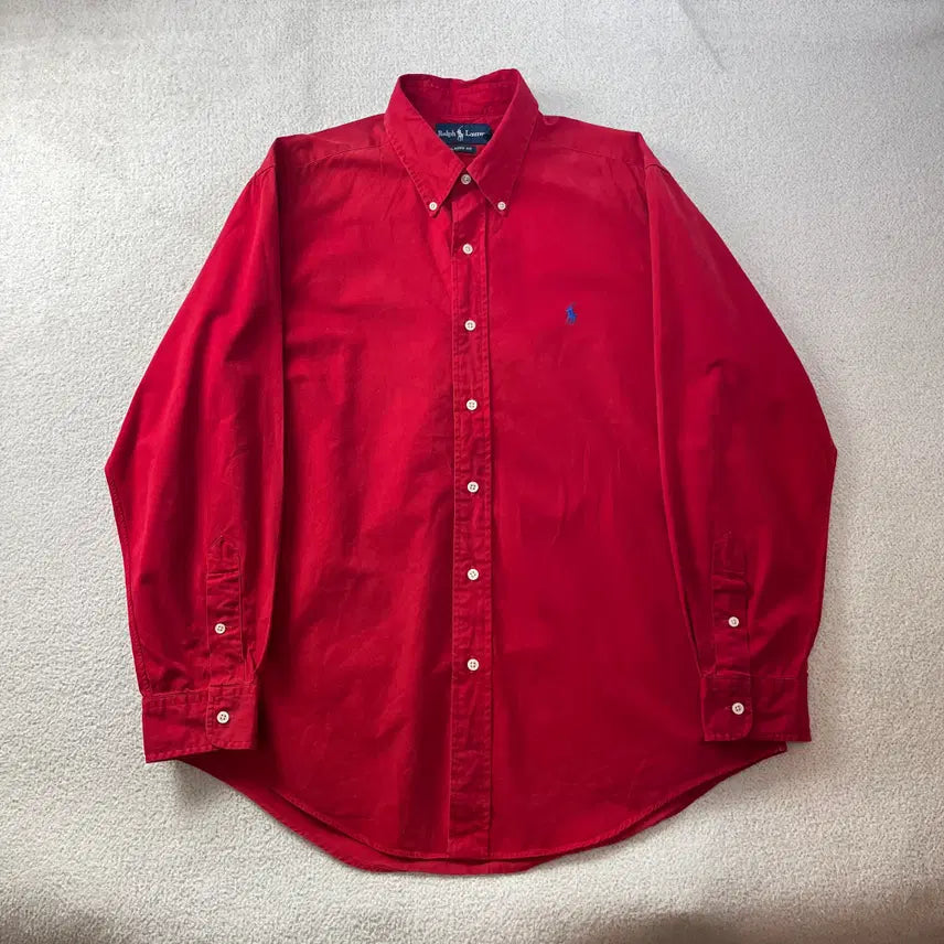 [BUNJANG] Polo Ralph Lauren Red Cotton Shirt / 105 폴로랄프로렌 레드 코튼 셔츠 #212
