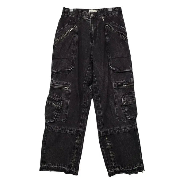 [BUNJANG] Big Union Dark Black Vintage Cargo Wide Jeans M / 빅유니온 다크 블랙 빈티지 카고 와이드 청바지 M
