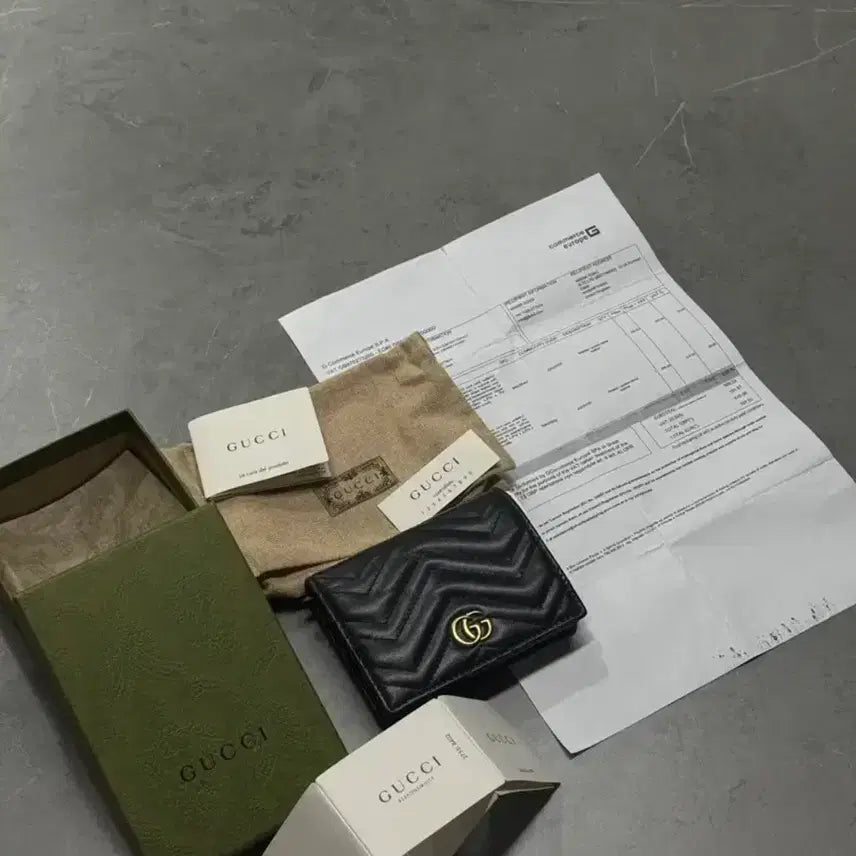 [BUNJANG] Gucci Marmont Matelassé Card Case Black / 구찌 마몽 마틀라세 카드지갑