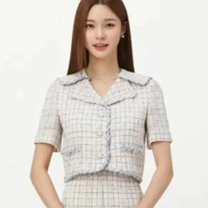 [BUNJANG] It Michaa Tweed Crop Jacket White Ivory Blue Orange Sailor Collar Size 55 / 잇미샤(it michaa) 트위드 크롭자켓 55 새상품