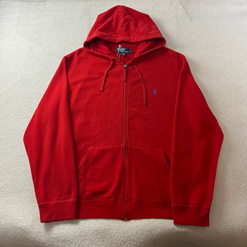 [BUNJANG] Polo Ralph Lauren Small Pony Red Hooded Zip-Up L (105) / 105 폴로랄프로렌 스몰포니 레드 후드집업 #214