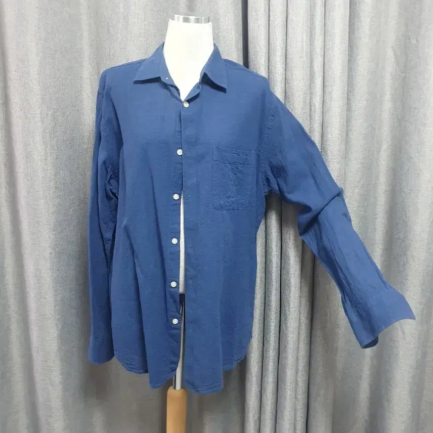 [BUNJANG] Men's Blue Cotton-Blend Shirt / 105마혼방 블루 남방
